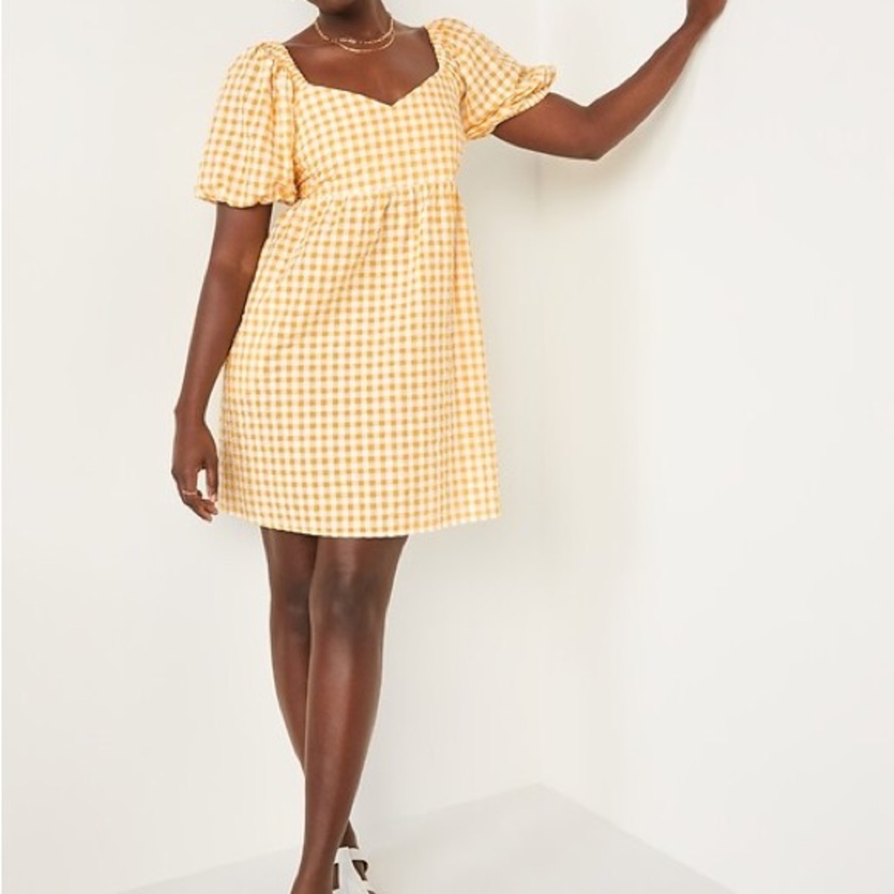 Old Navy Fit & Flare Puff Sleeve Seersucker Mini Dress size XL Tall